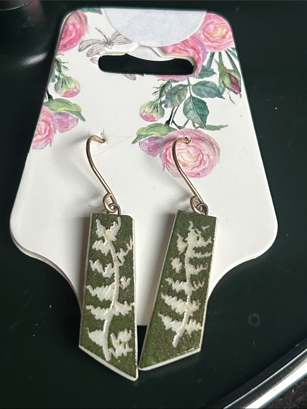 Green Botanical Dangle Earrings - Women Jewelry